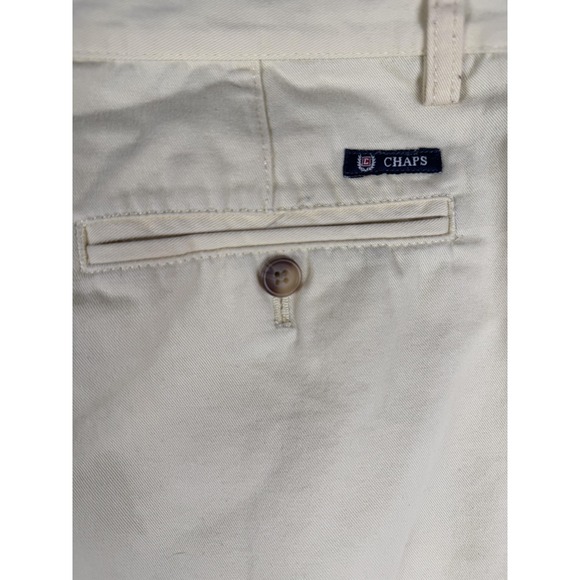 Chaps Shorts Mens 34 Beige Chino Flat Front Casual Twill Summer Khaki Zip Fly - Picture 10 of 11